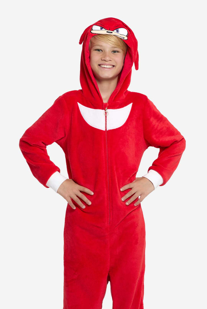 Boy wearing red Sonic Knuckles Kids Onesie