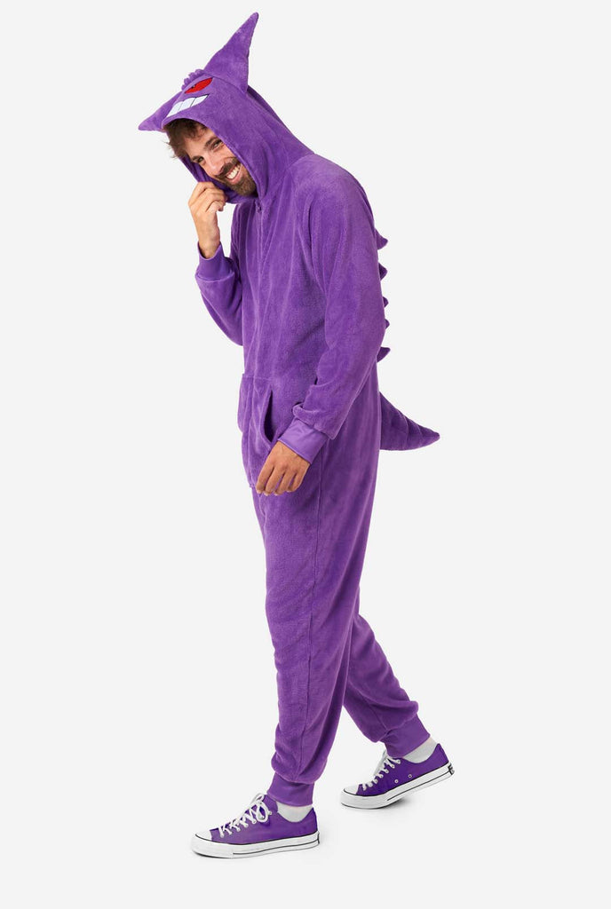 Men wearing Gengar Pokemon Adult onesie 