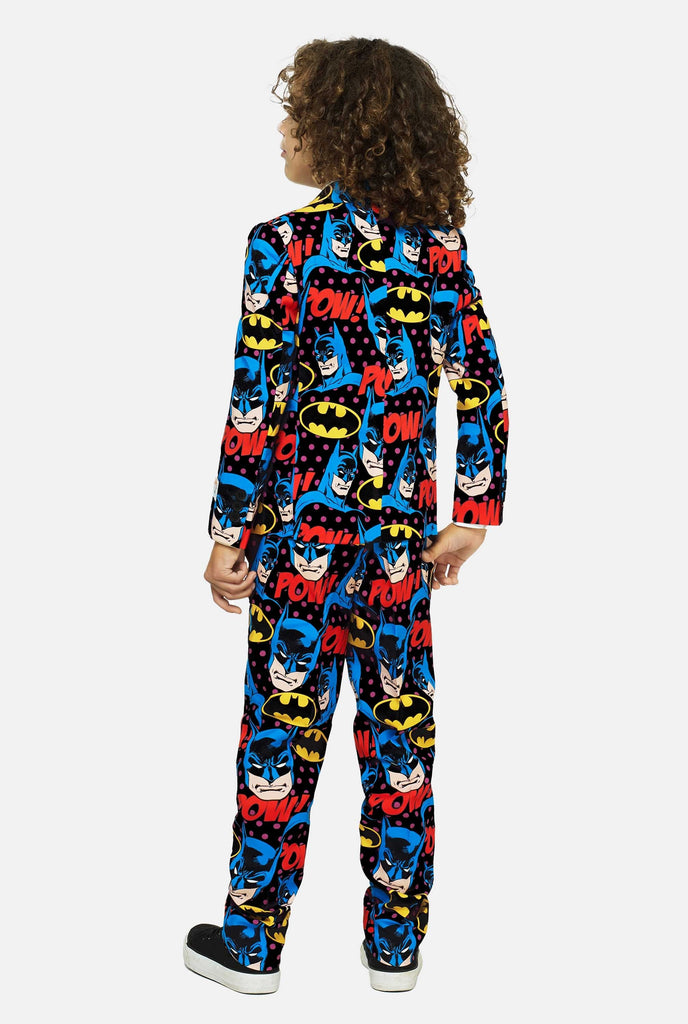 Batman themed suit for boys worn by boy from the back