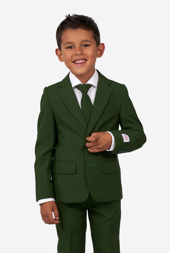 Boy wearing green suit