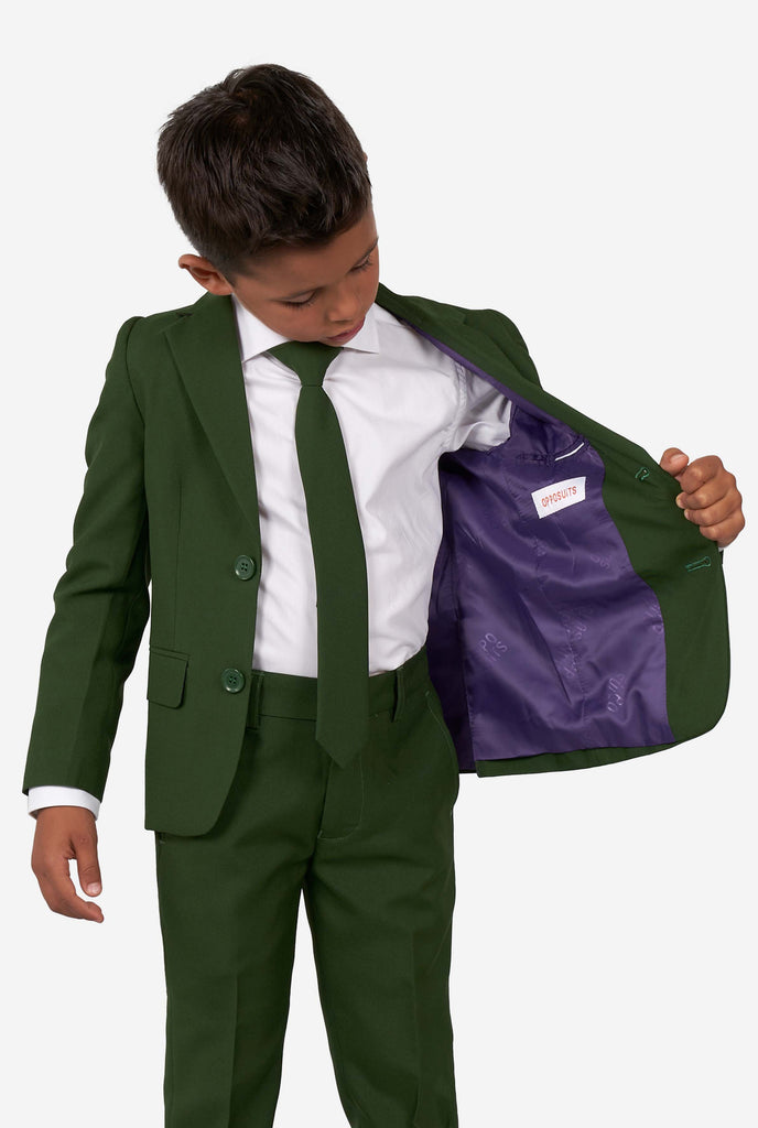 Boy wearing green suit