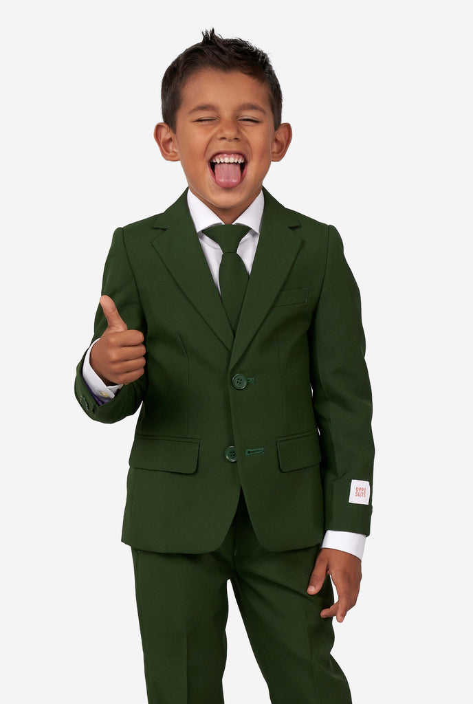 Boy wearing green suit