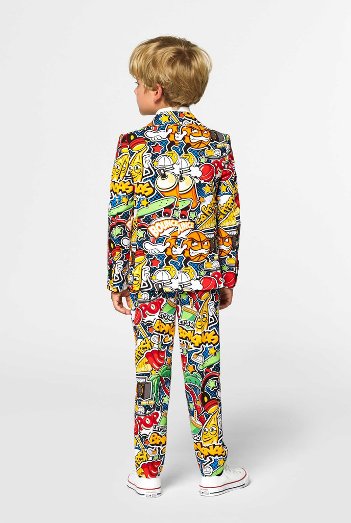 Crazy retro funny boys suit Street Vibes worn by boy from the back