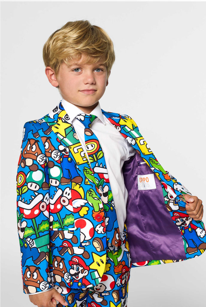 Nintendo Super Mario suit for kids worn by boy