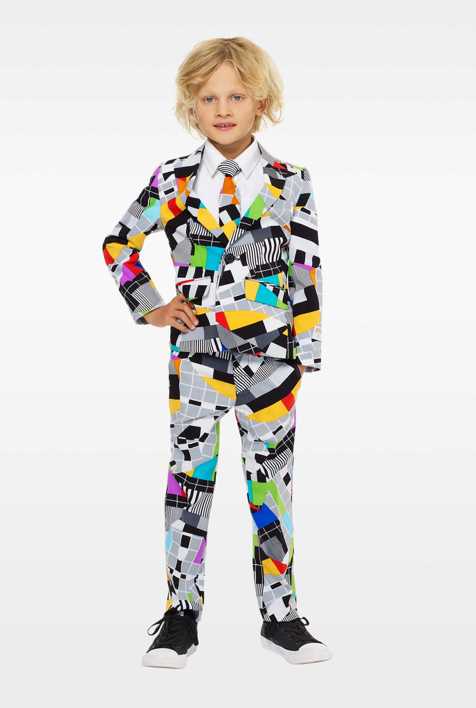 Test screen suit for boys worn by boy