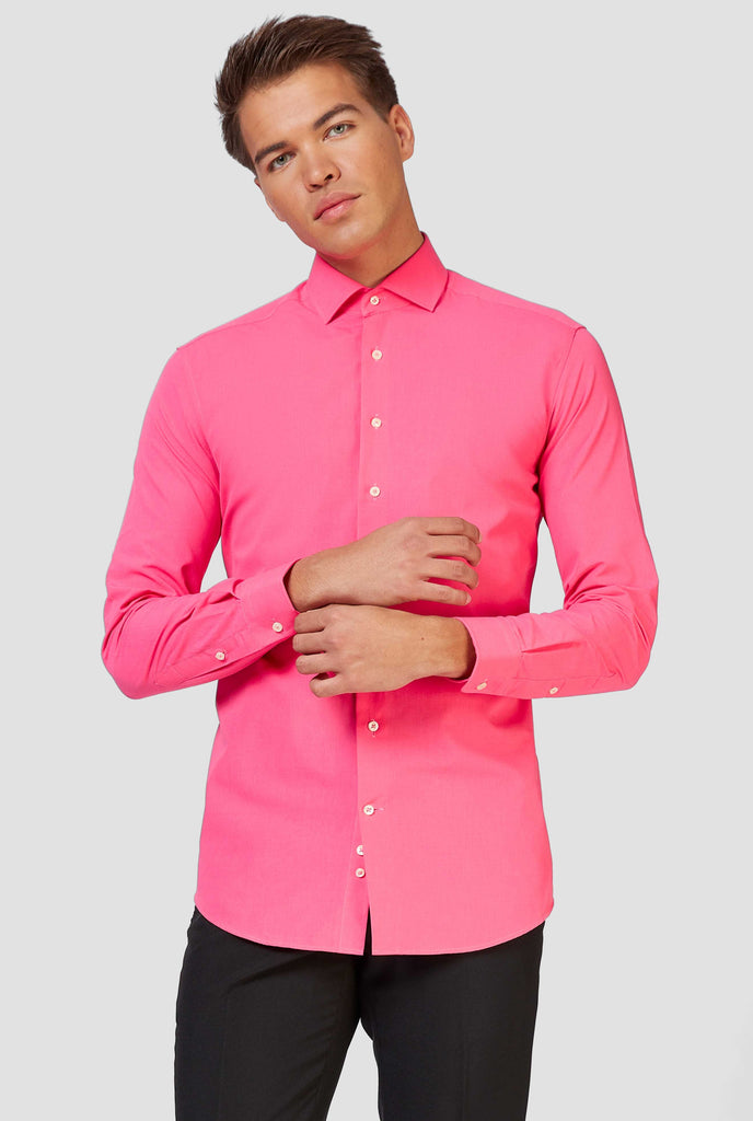 Man wearing pink dress shirt