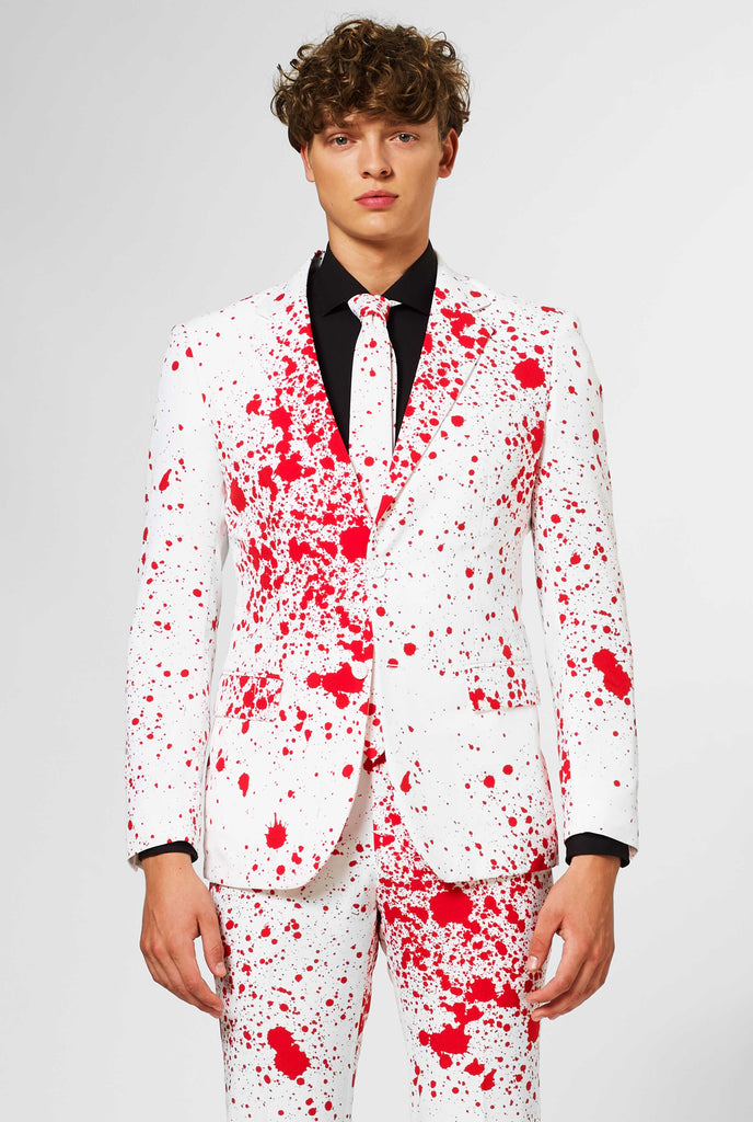 Red Bloodsplatters men's suit worn by man