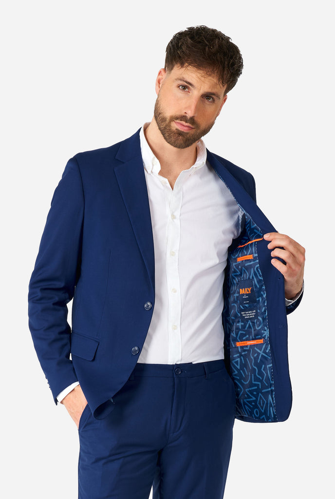 Man wearing casual blue business suit