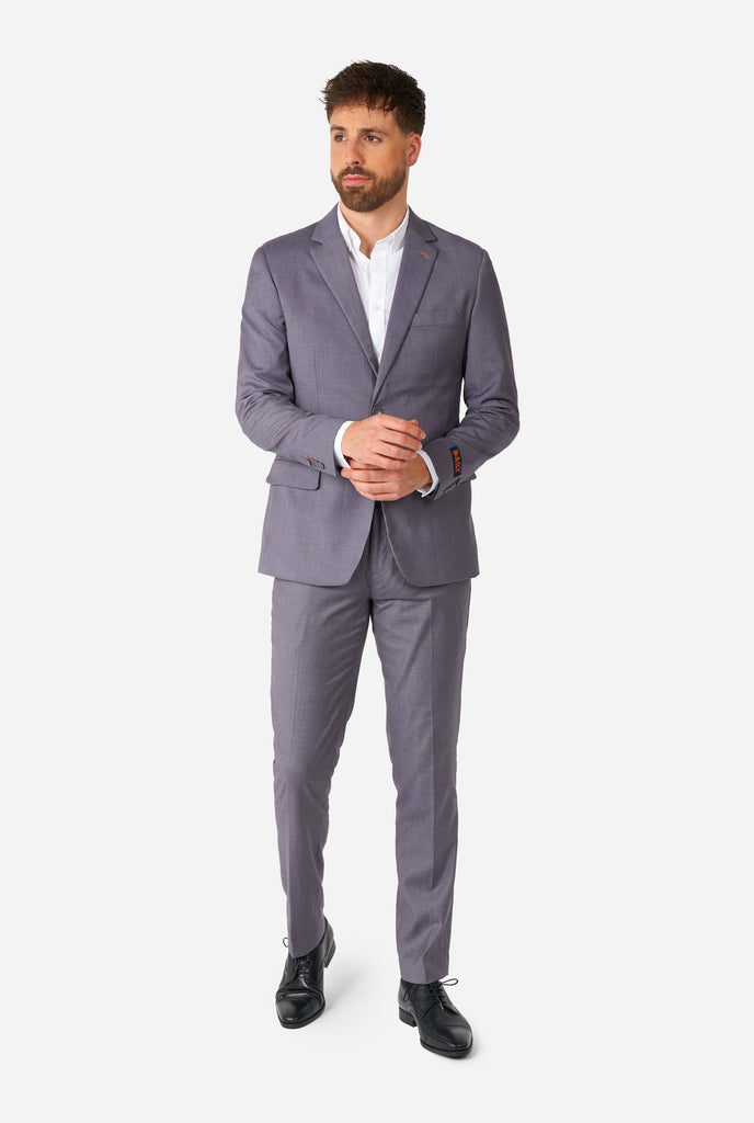 Man wearing casual grey business suit