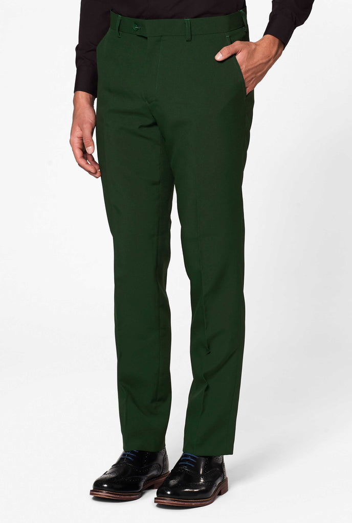 Solid dark green suit Glorious Green worn by men pants