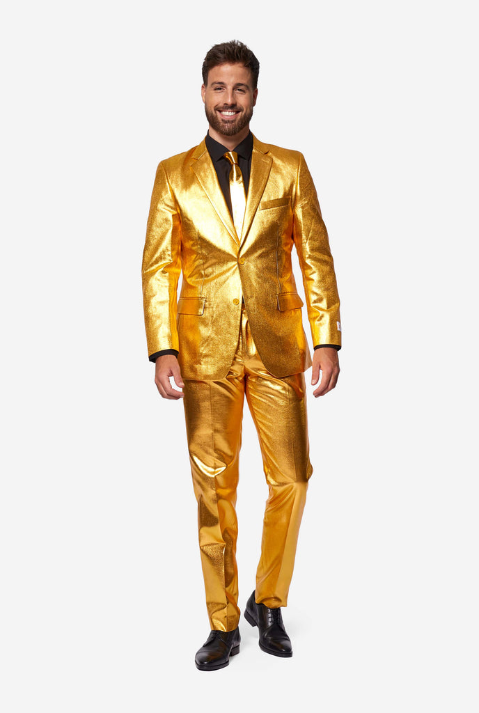 Gold men's party suit worn by man