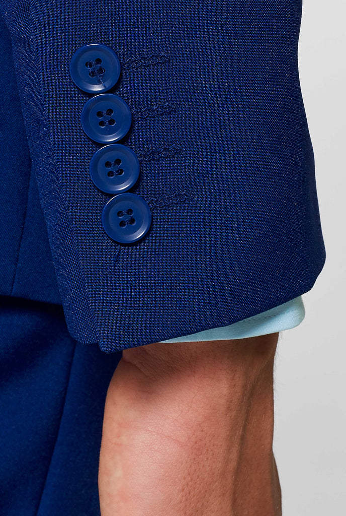 Navy blue suit, close up sleeve