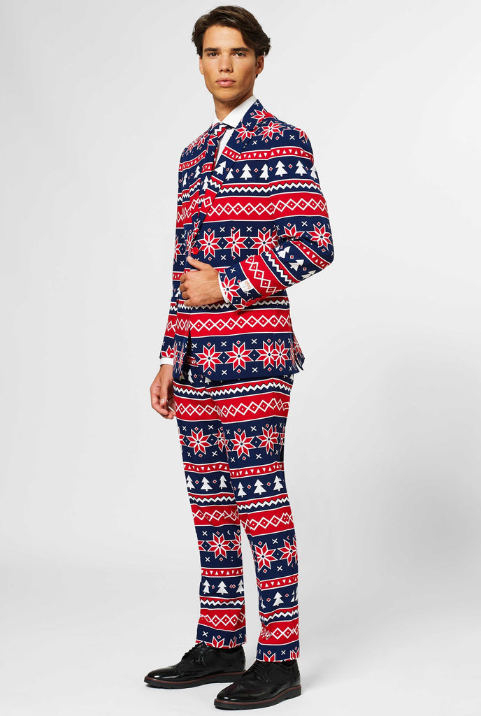 Nordic themed Christmas men's suit worn by man