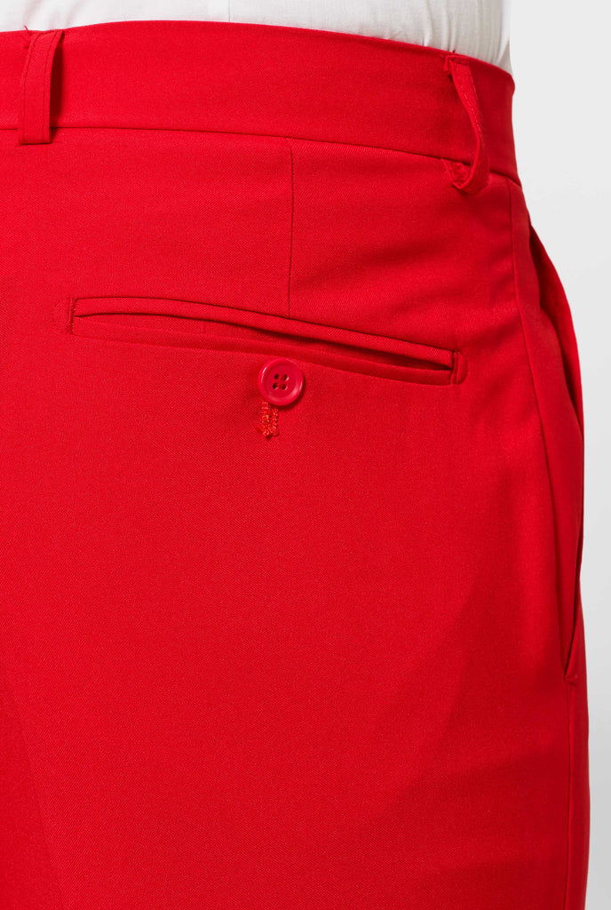 Man wearing red pants, close up