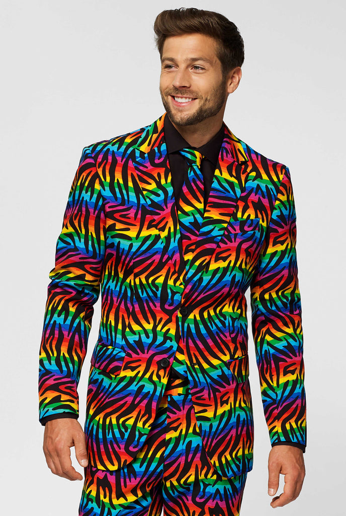 Multi-color pride men's suit Wild Rainbow worn by men