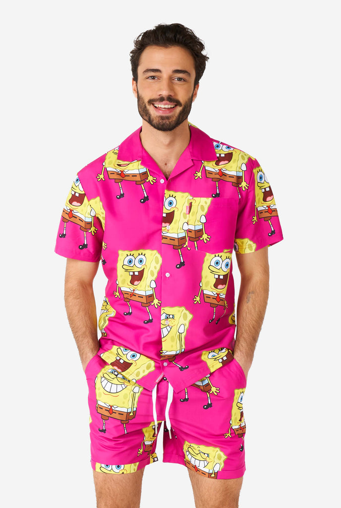 Man wearing summer outfit with SpongeBob SquarePants print